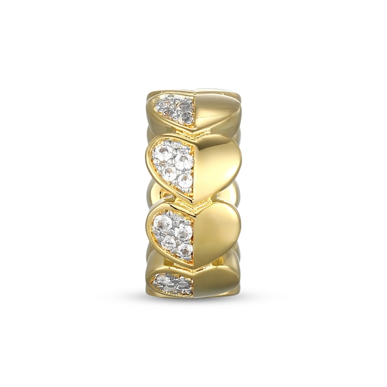 STUDIO BY KAY Lab-Grown Diamond Pavé Hearts Rondelle Charm 1/6 ct tw 24K Yellow Gold Vermeil Sterling Silver
