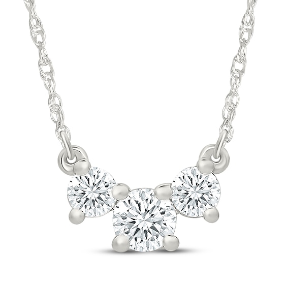 KAY Lab-Grown Diamonds Three-Stone Necklace 1/3 ct tw 10K White Gold 18"