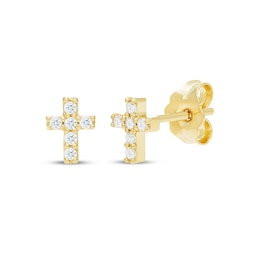 KAY Lab-Grown Diamonds Cross Stud Earrings 1/10 ct tw 10K Yellow Gold