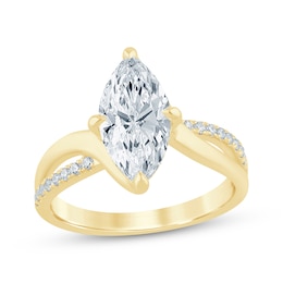 Now + Forever Lab-Grown Diamonds Certified Marquise-Cut Bypass Engagement Ring 2-1/8 ct tw 14K Yellow Gold