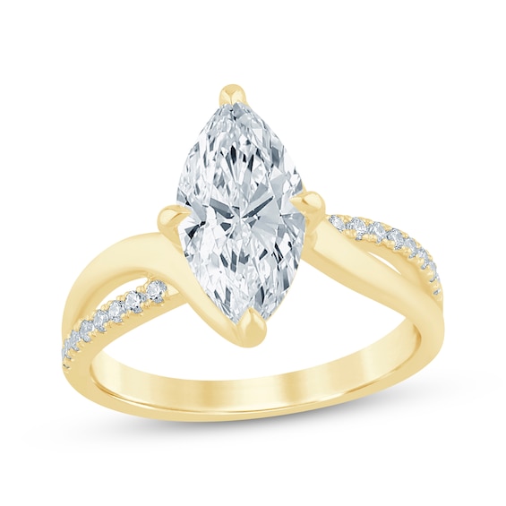 Now + Forever Lab-Grown Diamonds Certified Marquise-Cut Bypass Engagement Ring 2-1/8 ct tw 14K Yellow Gold