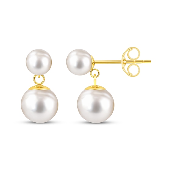 Cultured Pearl Drop Earrings 10K Yellow Gold