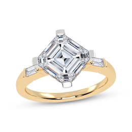 Now + Forever Lab-Grown Diamonds Certified Square Emerald-Cut Hidden Halo Engagement Ring 3-1/6 ct tw 14K Yellow Gold