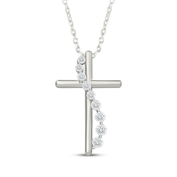 KAY Lab-Grown Diamonds Cross Necklace 3/8 ct tw 10K White Gold 18"