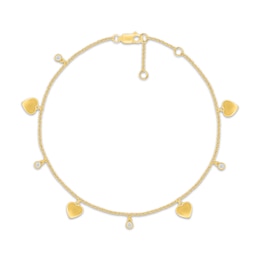 KAY Lab-Grown Diamonds Heart Charm Anklet 1/20 ct tw 10K Yellow Gold 10"