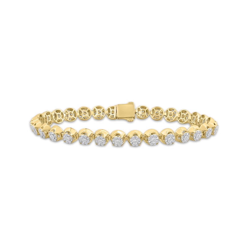 Main Image 1 of KAY Lab-Grown Diamonds Men's Multi-Stone Link Bracelet 2 ct tw 10K Yellow Gold 8.5"