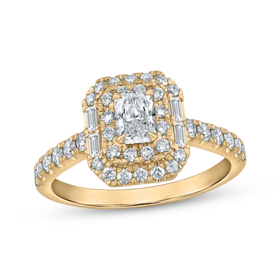 Now + Forever Radiant-Cut Diamond Double Halo Engagement Ring 1 ct tw 10K Yellow Gold