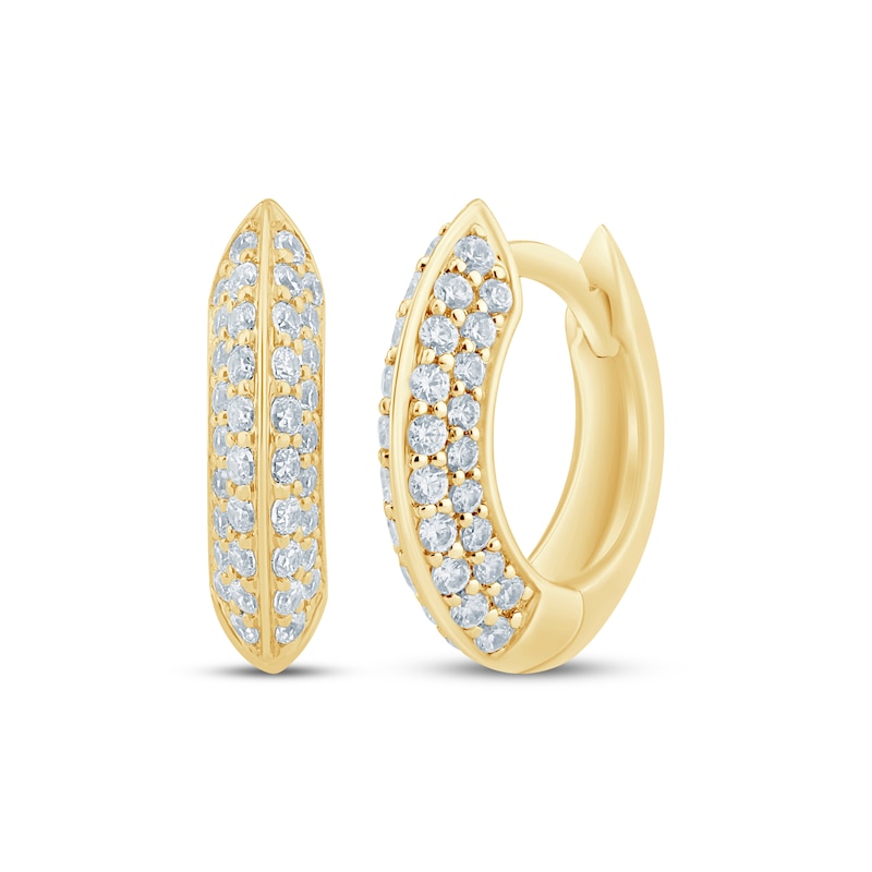 Main Image 1 of KAY Lab-Grown Diamonds Knife-Edge Hoop Earrings 3/8 ct tw 10K Yellow Gold