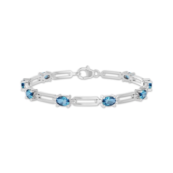 Oval-Cut Swiss Blue Topaz Bracelet Sterling Silver 7.25"