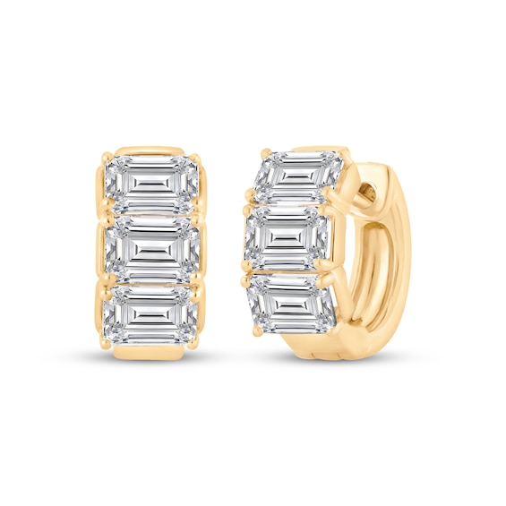 KAY Lab-Grown Diamonds Emerald-Cut Hoop Earrings 3 ct tw 10K Yellow Gold