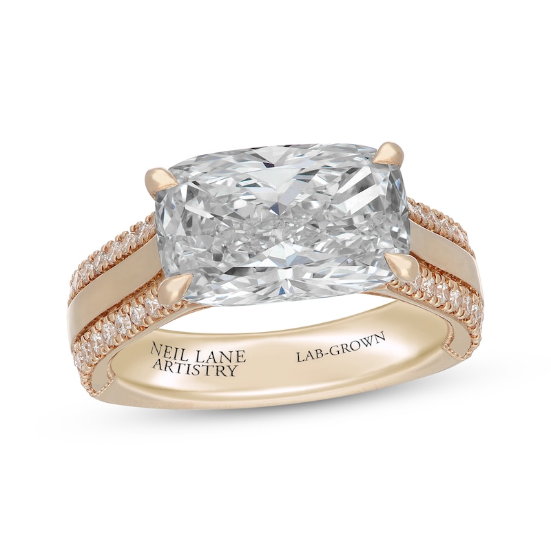 Main Image 1 of Neil Lane Artistry Lab-Grown Diamond Certified Elongated Cushion-Cut Engagement Ring 4-1/2 ct tw 14K Yellow Gold