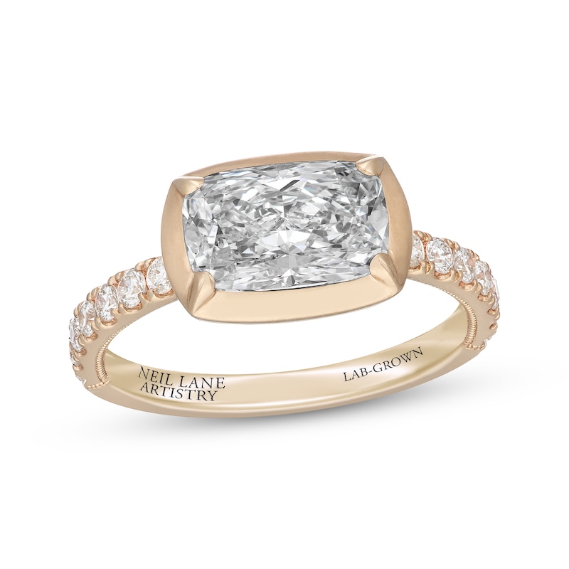 Main Image 1 of Neil Lane Artistry Lab-Grown Diamond Certified Elongated Cushion-Cut Engagement Ring 2-1/3 ct tw 14K Yellow Gold