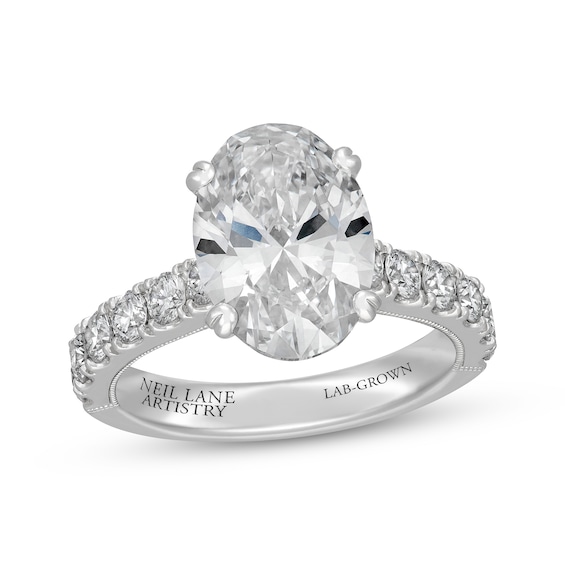 Neil Lane Artistry Lab-Grown Diamond Certified Oval-Cut Engagement Ring 5 ct tw 14K White Gold