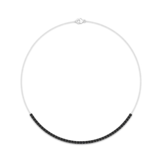 Black Diamond Necklace 1/2 ct tw Sterling Silver 17"
