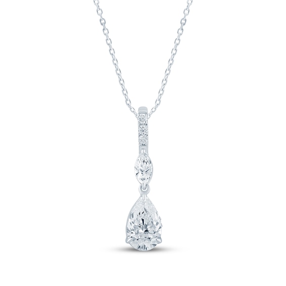Monique Lhuillier Bliss Pear-Shaped Lab-Grown Diamond Drop Necklace 3/4 ct tw Platinum-Plated Sterling Silver 18"