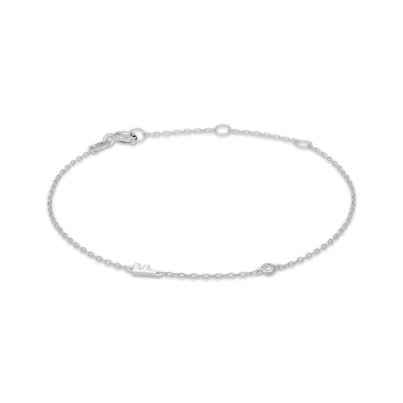Rocksbox The Sideways Initial Lab-Grown Diamond "F" Bracelet Sterling Silver 8"