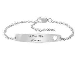 Couple's Bar Bracelet Heart cut-out Sterling Silver (2 Lines)