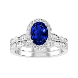 Oval Sapphire Bridal Ring and Matching Band
