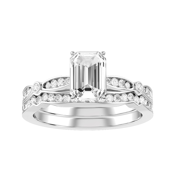 Emerald Cut Diamond Bridal Ring and Matching Band