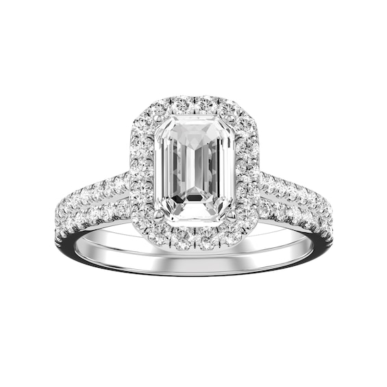 Emerald Cut Diamond Bridal Ring and Matching Band