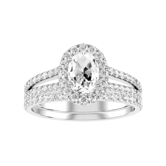 Oval Diamond Bridal Ring and Matching Band