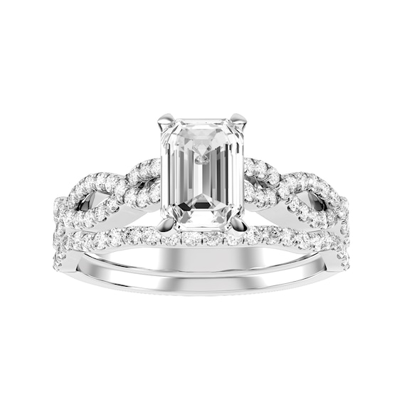 Emerald Cut Diamond Bridal Ring and Matching Band