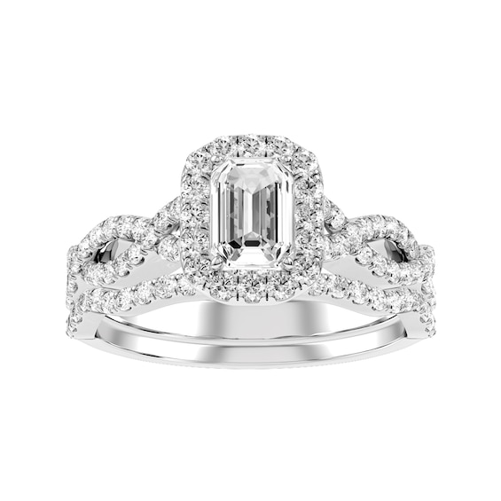 Emerald Cut Diamond Bridal Ring and Matching Band