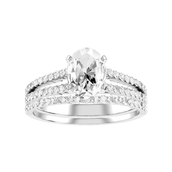 Oval Diamond Bridal Ring and Matching Band