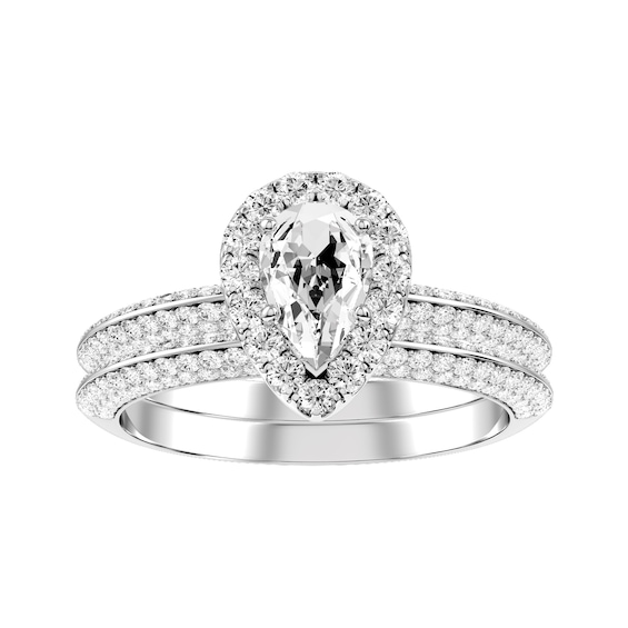 Pear Diamond Bridal Ring and Matching Band
