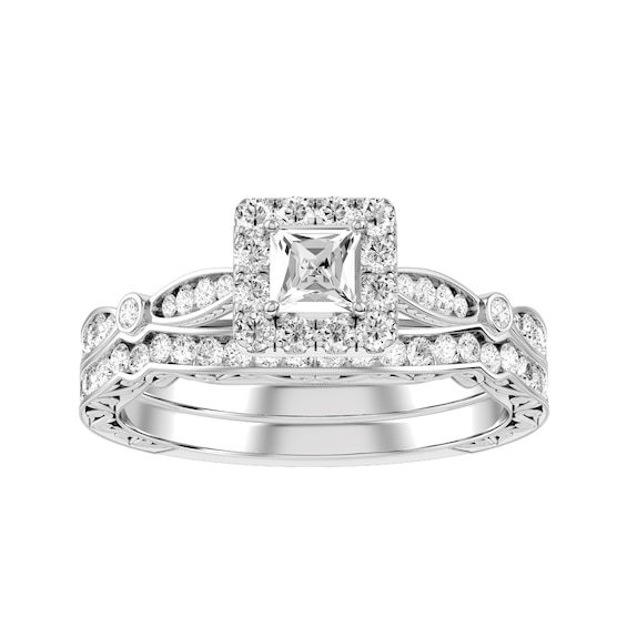 Princess Cut Diamond Bridal Ring and Matching Band