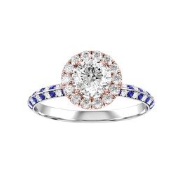 Diamond and Sapphire Bridal Ring 3/4 ct tw 10K Rose and White Gold