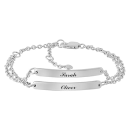 Couple's Double Bar Bracelet Sterling Silver (2 Lines)