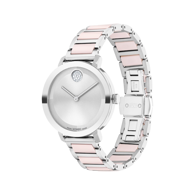 Movado BOLD Evolution 2.0 Pink Ceramic Inserts Women's Watch 3601236