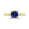 Thumbnail Image 3 of Cushion-Cut Blue Lab-Created Sapphire & Diamond Accent Ring 10K Yellow Gold