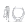 Thumbnail Image 3 of Diamond Three-Row Staggered Huggie Hoop Earrings 1/4 ct tw 10K White Gold
