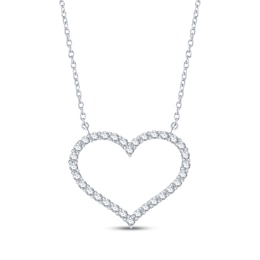 Diamond Heart Outline Necklace 1/10 ct tw 10K White Gold 18"