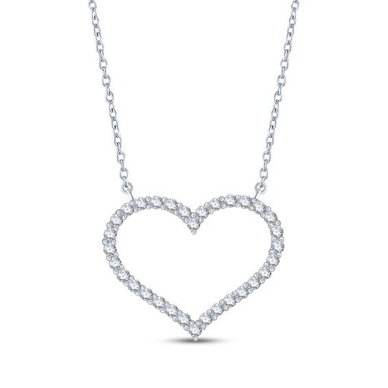 Diamond Heart Outline Necklace 1/10 ct tw 10K White Gold 18"