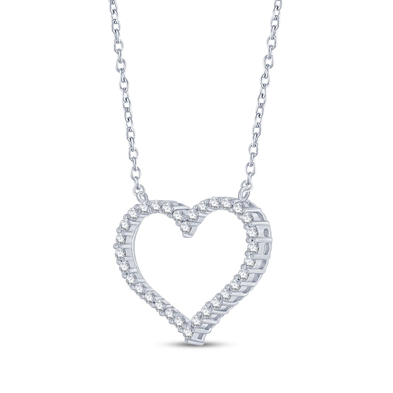 Main Image 2 of Diamond Heart Outline Necklace 1/10 ct tw 10K White Gold 18"