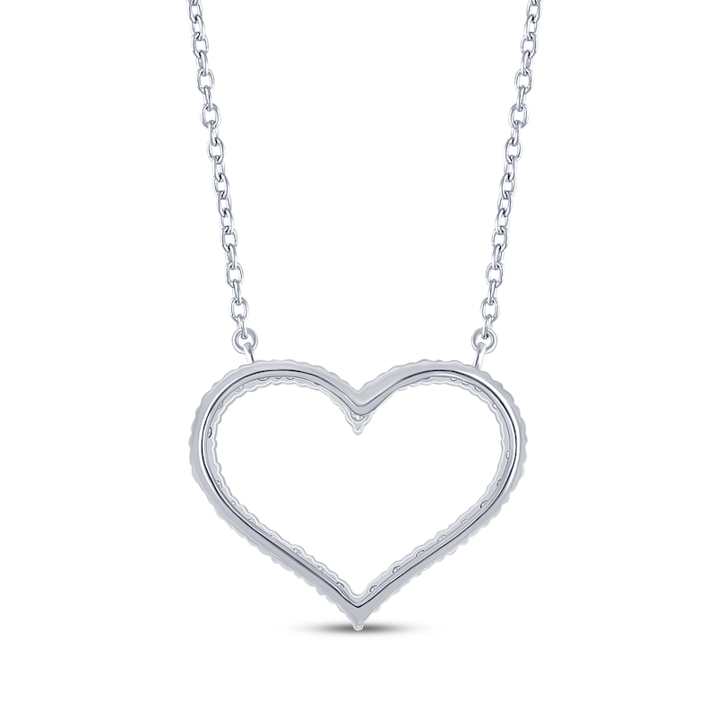 Main Image 3 of Diamond Heart Outline Necklace 1/10 ct tw 10K White Gold 18"