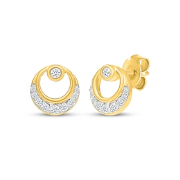 Diamond Circle Stud Earrings 1/8 ct tw 10K Yellow Gold