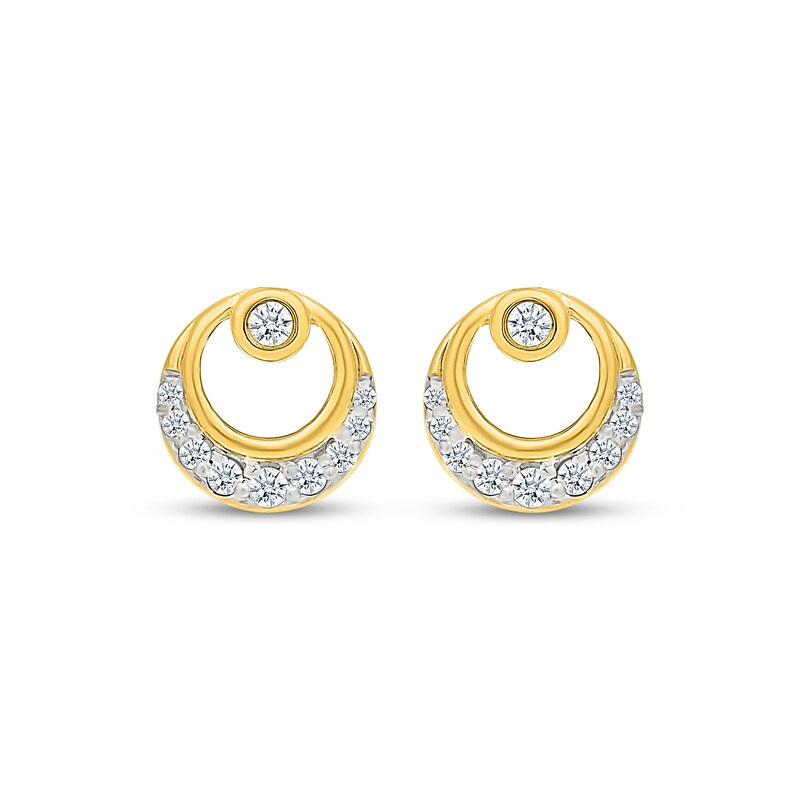 Main Image 2 of Diamond Circle Stud Earrings 1/8 ct tw 10K Yellow Gold