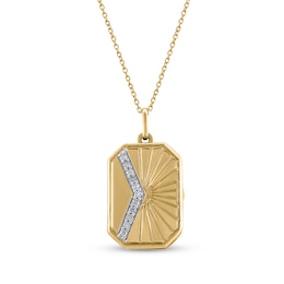 Diamond Sun Locket Necklace 1/10 ct tw Sterling Silver 18"