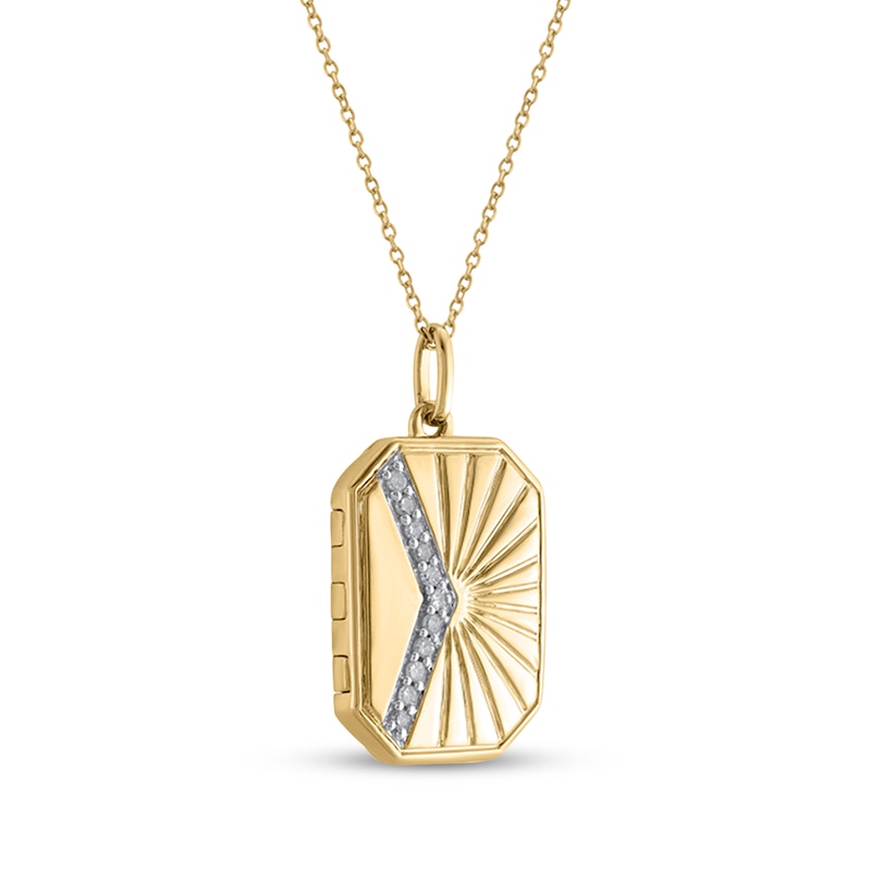 Main Image 2 of Diamond Sun Locket Necklace 1/10 ct tw Sterling Silver 18"