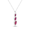 Thumbnail Image 2 of Marquise-Cut Lab-Created Ruby & White Lab-Created Sapphire Graduated Three-Stone Drop Necklace Sterling Silver