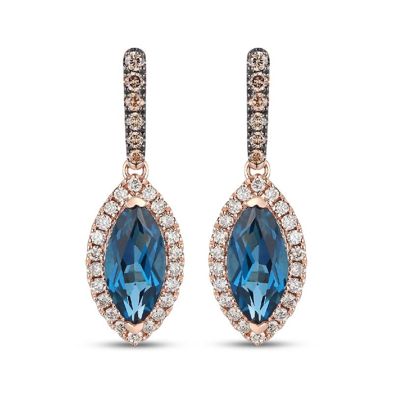 Main Image 2 of Le Vian Marquise-Cut Blue Topaz & Diamond Drop Earrings 3/8 ct tw 14K Strawberry Gold