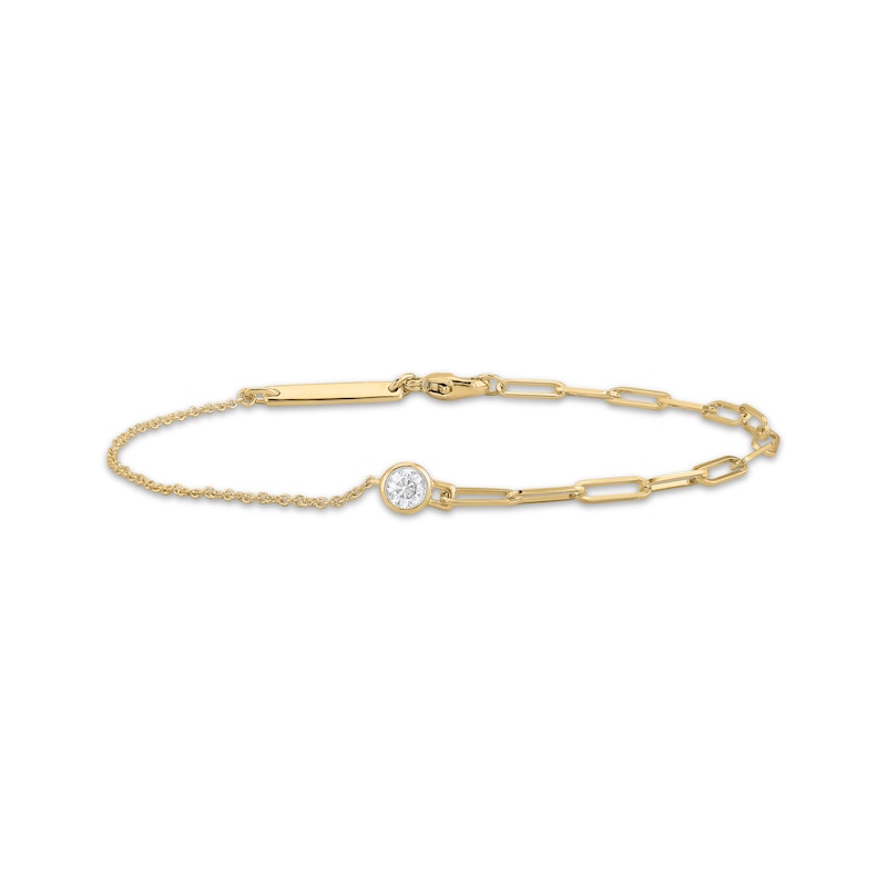 Main Image 1 of STUDIO BY KAY Round-Cut Diamond Solitaire Half and Half Bracelet 1/6 ct tw 24K Yellow Gold Vermeil Sterling Silver 7"