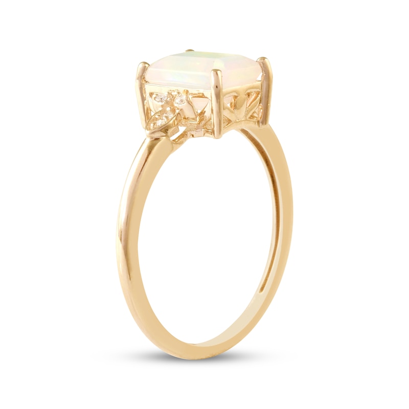 Main Image 2 of Octagon-Cut Opal & Diamond Ring 1/20 ct tw 10K Yellow Gold