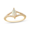 Thumbnail Image 1 of Marquise-Cut Opal & Diamond Ring 1/5 ct tw 10K Yellow Gold