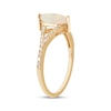 Thumbnail Image 2 of Marquise-Cut Opal & Diamond Ring 1/5 ct tw 10K Yellow Gold