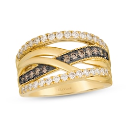 Le Vian Diamond Crossover Multi-Row Ring 7/8 ct tw 14K Honey Gold